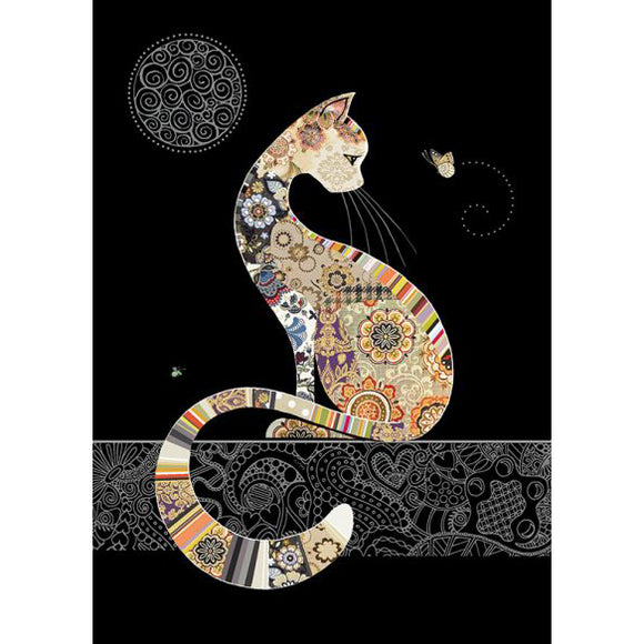 Bug Art Jewels Greetings Card - Decorative Cat