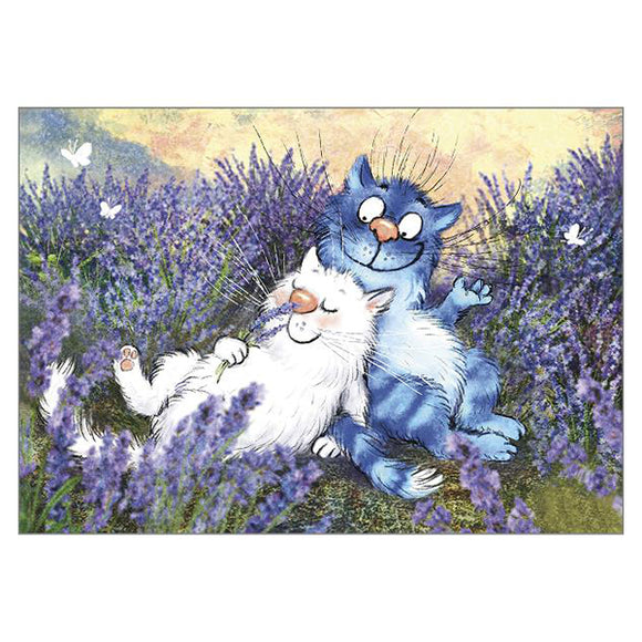 ‘Lavender’ Cat Large Greetings Card - Rita Zeniuk