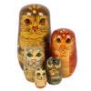 Wooden Hand Painted Cat Russian Doll