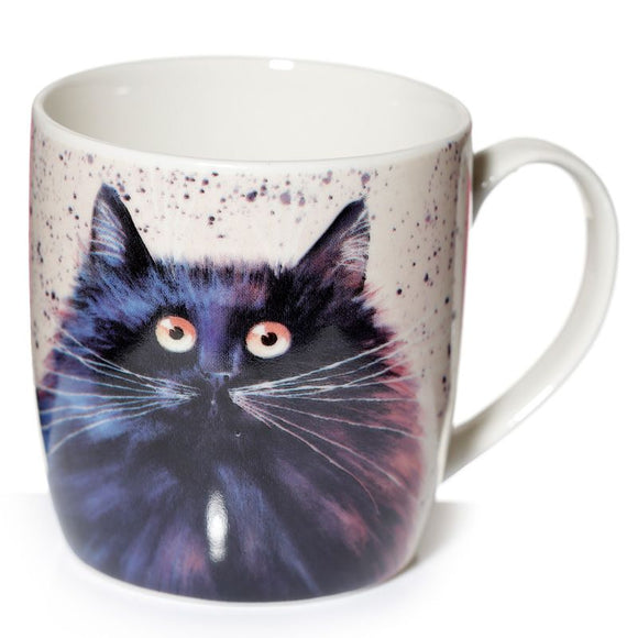 Kim Haskins Fluffy Black Cat Porcelain Mug