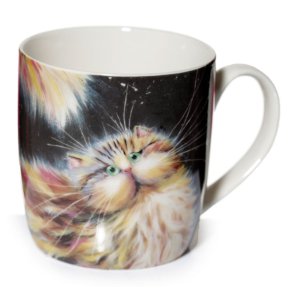 Kim Haskins Fluffy Rainbow Cat Porcelain Mug