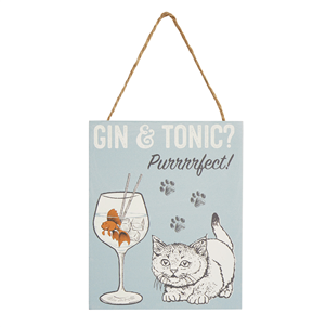 Purrfect Gin & Tonic Cat Hanging Plaque