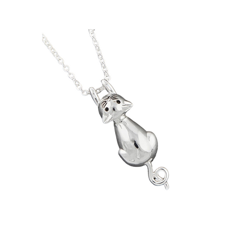 Equilibrium Silver Plated Hanging Cat Necklace