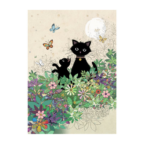 Bug Art Luxury Greetings Card - Garden Kitties