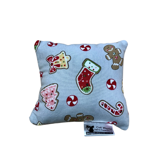Festive Handmade Cat Toy Pillow - with Silvervine
