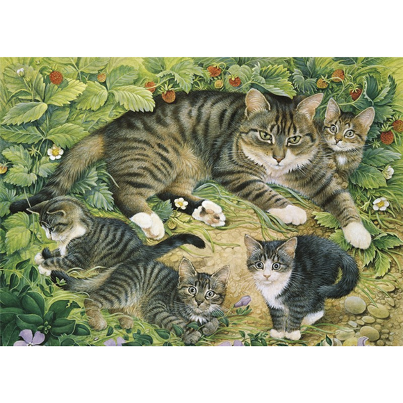 Lesley Anne Ivory Greetings Card - Gemma with Kittens