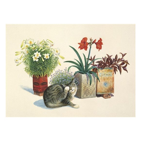 Lesley Anne Ivory Greetings Card - Gemma & Flowers