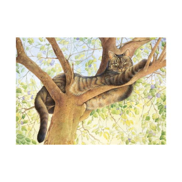 Lesley Anne Ivory Cat Card - Muppet in Damson Tree