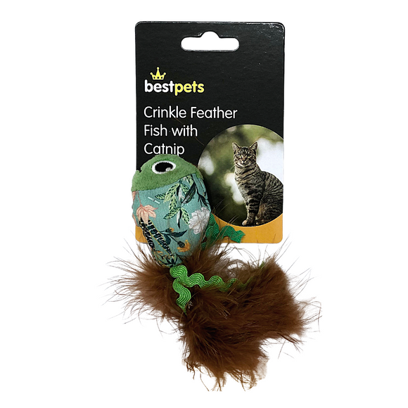 Best Pets Crinkle Catnip Feather Fish Cat Kitten Toy