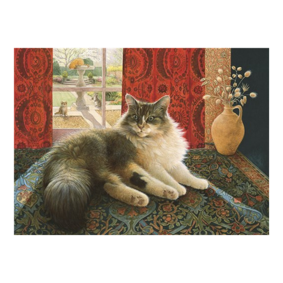 Lesley Anne Ivory Cat Card - Agneatha & Vase