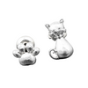 Equilibrium Silver Plated Cat & Paw Print Odd Earrings