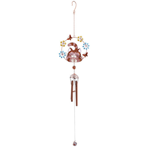 Cat, Flowers & Butterflies Hand Crafted Wind Chime