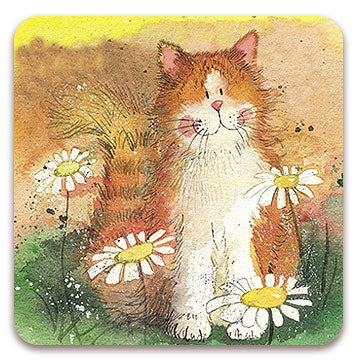 Alex Clark Single Coaster - Cat and Daisies