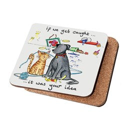 Draw UK Single Cat & Dog Coaster - Get Caught