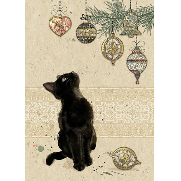 Bug Art Christmas Card - Kitten Decorations (Single)