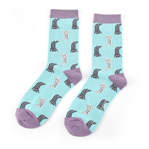 Miss Sparrow Ladies Bamboo Socks 'Lazy Cats' 4 Colours