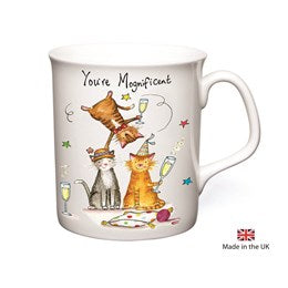 Hand Decorated Fine Bone China Cat Mug - Mognificent