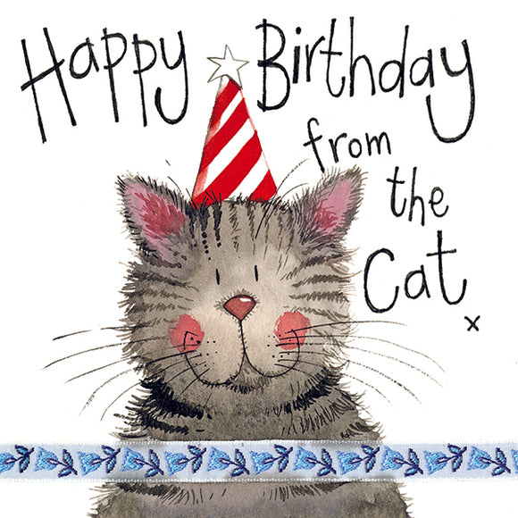 Alex Clark Little Sparkles Card - Stripy Hat Cat