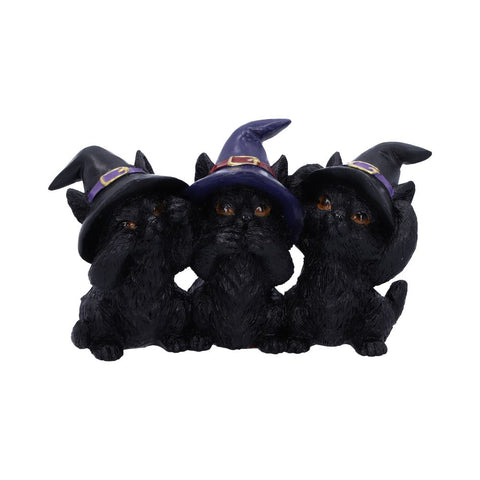 *Three Wise Black Cats Resin Figurine - Hear No Evil...*